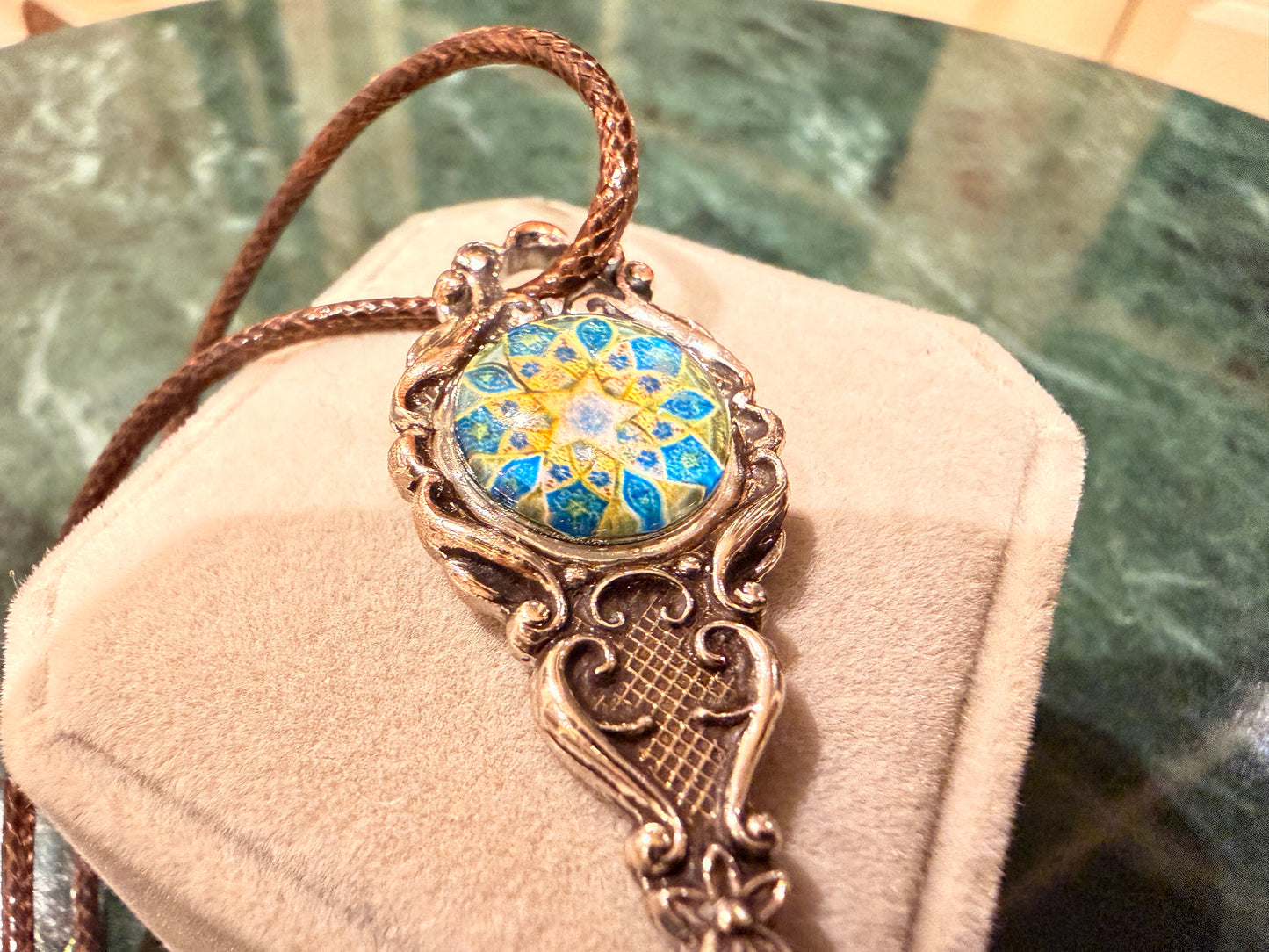 Spoon Pendant With Blue Emblem