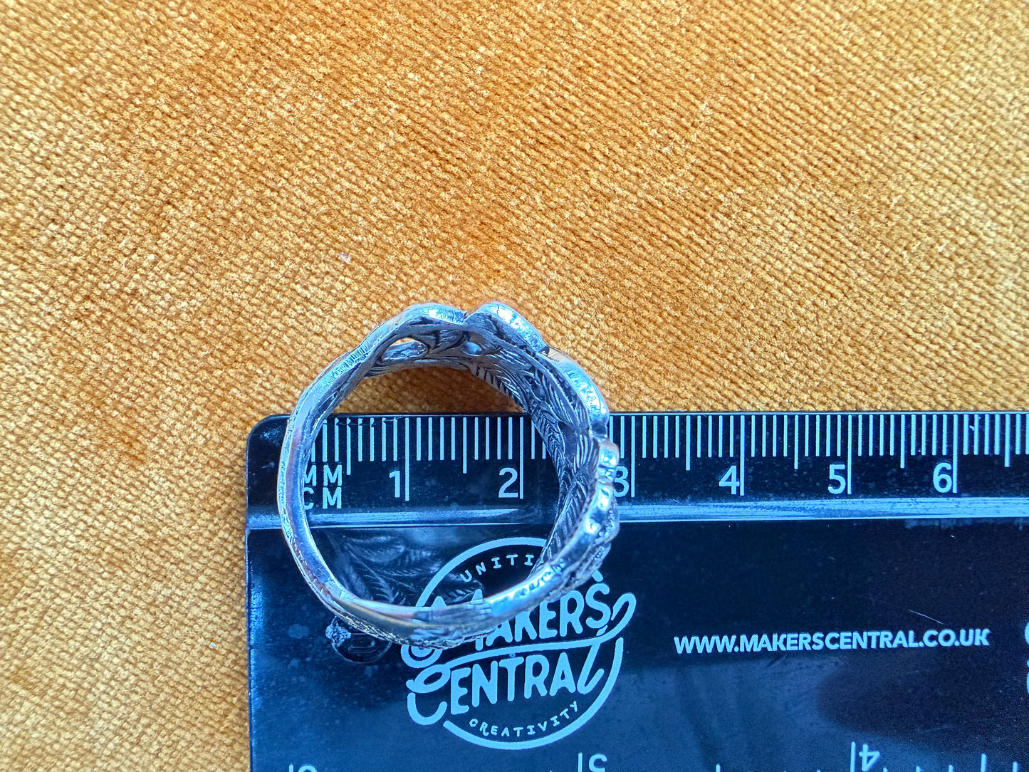 Vintage Silver Plated German Ice Olive Pickle Spoon Ring With Hildesheimer Rose