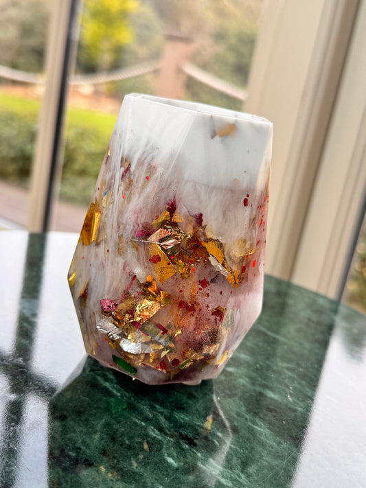 Christmas Tinsel Pot  (White Rim)