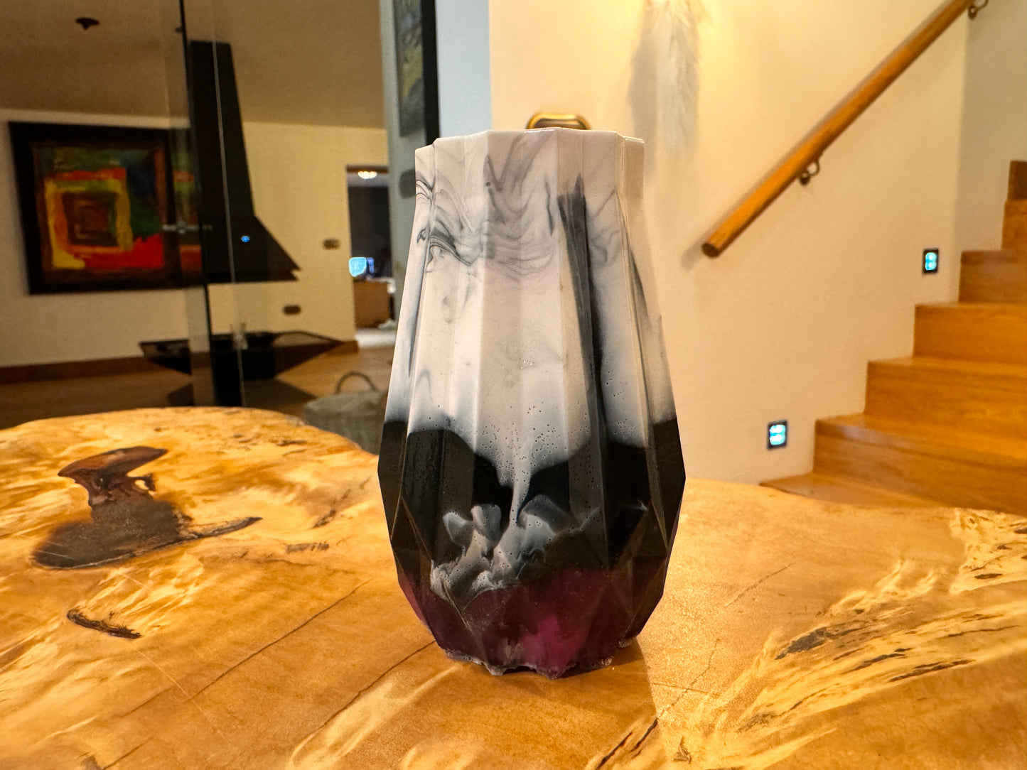 Tiny Resin White & Purple Drop Swirl Pot