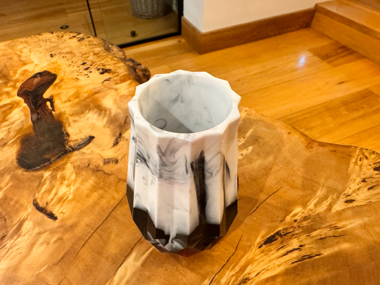 Tiny Resin White & Purple Drop Swirl Pot