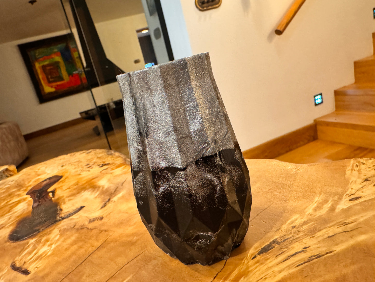 Tiny Resin Black & Sliver Drop Swirl Pot