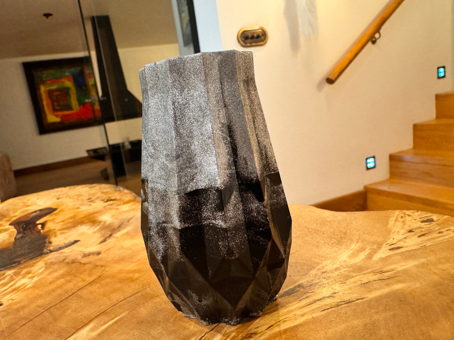 Tiny Resin Black & Sliver Drop Swirl Pot