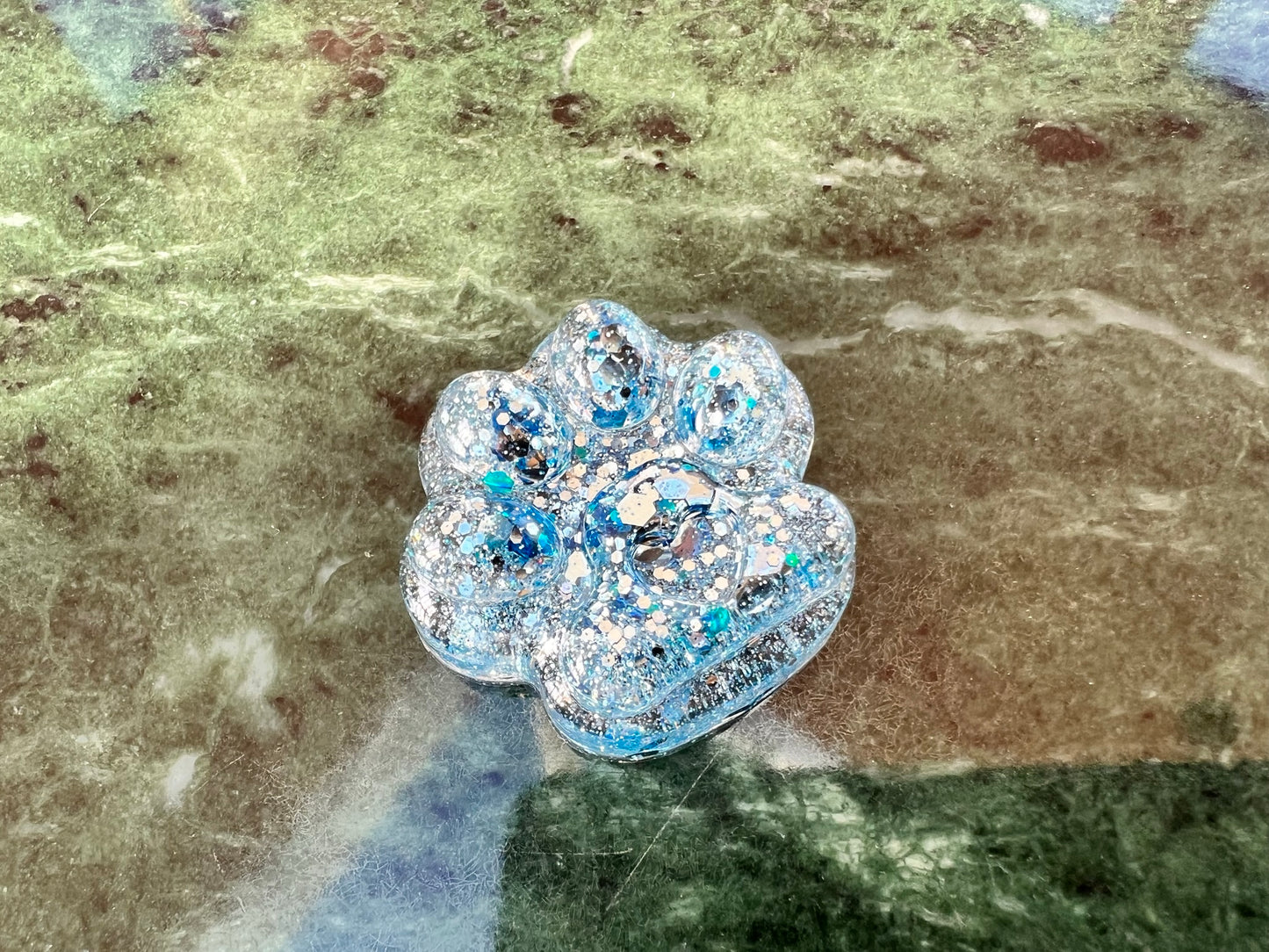 Resin Paddy Paw Blue Glitter