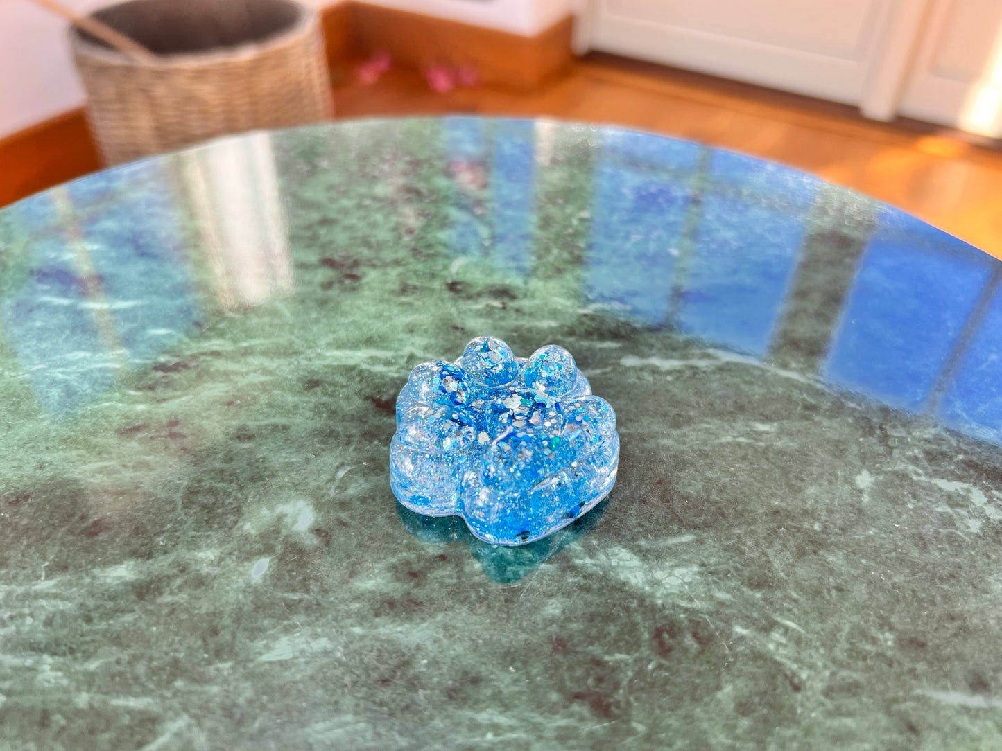 Resin Paddy Paw Blue Glitter