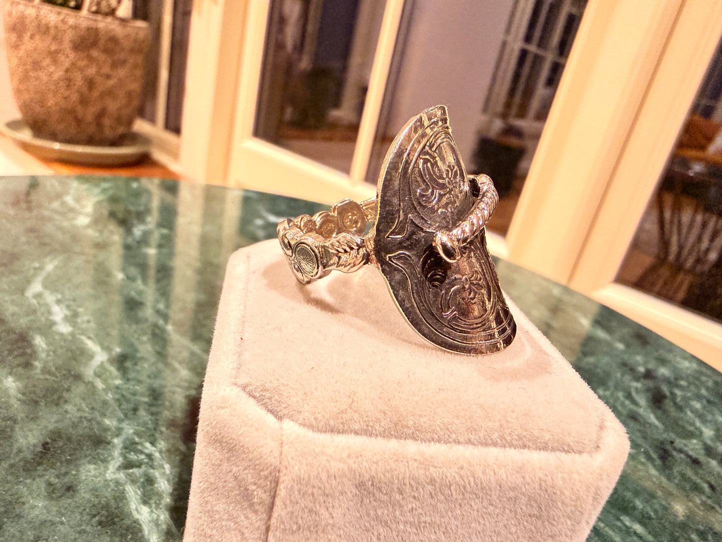 Vintage Anointing Spoon Ring Silver Plated