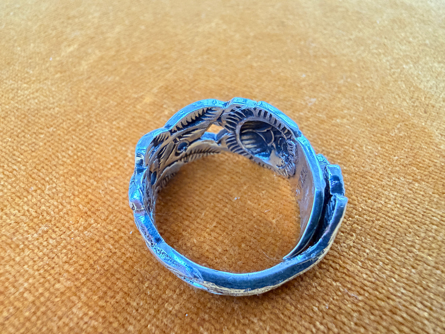 Vintage Silver Plated German Ice Olive Pickle Spoon Ring With Hildesheimer Rose